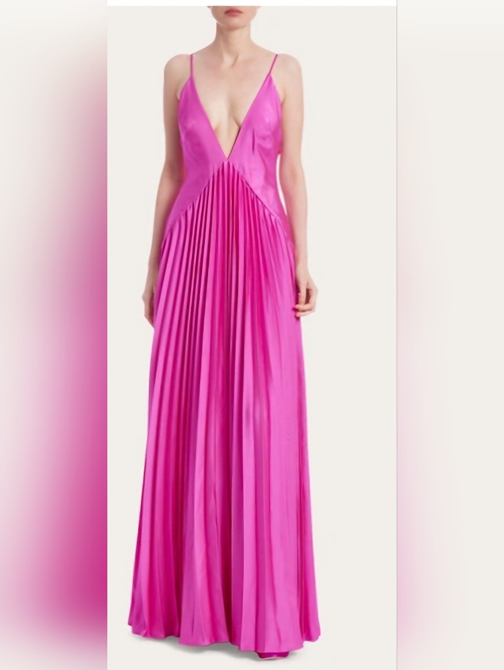One33 Social Bright Pink Pleated Plunge Gown Size 10 NWT $495